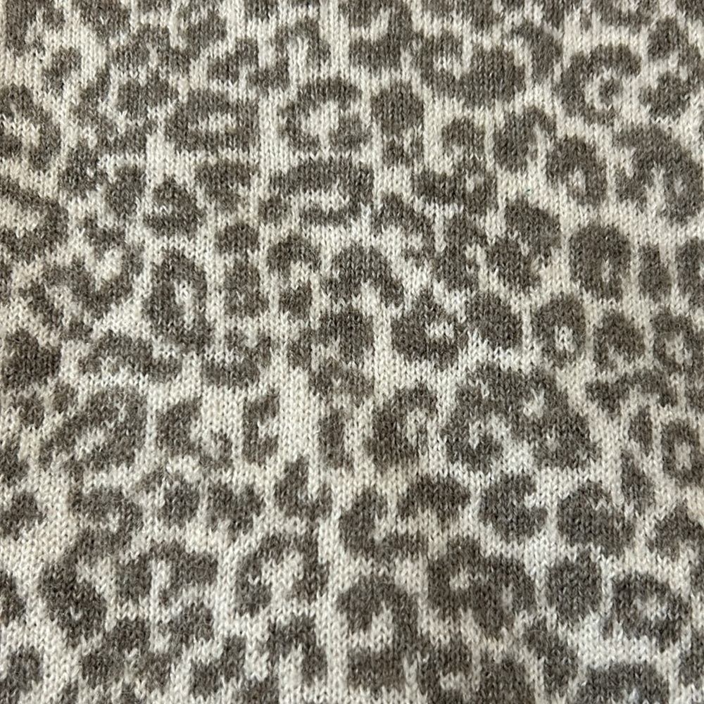 Christian Siriano Wool Gray & White Wrap Cardigan 1X Cowl Neckline Animal Print - Picture 3 of 9
